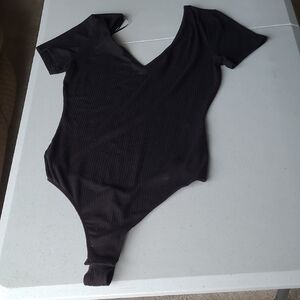 Love, Fire Black Ribbed Bodysuit